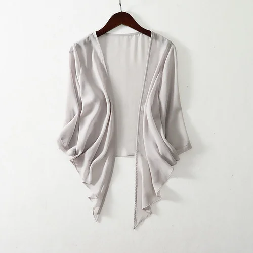 Кардиган женский короткий однотонный, верхняя одежда из шелка тутового шелкопряда, на шнуровке, простая модная одежда, лето 2022 
Кардиган женский короткий однотонный, верхняя одежда из шелка тутового шелкопряда, на шнуровке, простая модная одежда, лето 2022