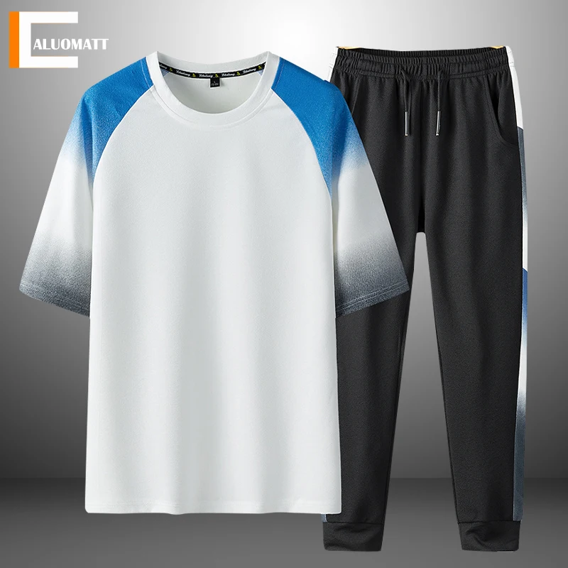 Mens Casual Tracksuits Sportswear T-Shirts+Pants Two Piece Sets Male Fashion Splicing Jogging Suit Men Outfits Fitness Clothes
Mens Casual Tracksuits Sportswear T-Shirts+Pants Two Piece Sets Male Fashion Splicing Jogging Suit Men Outfits Fitness Clothes