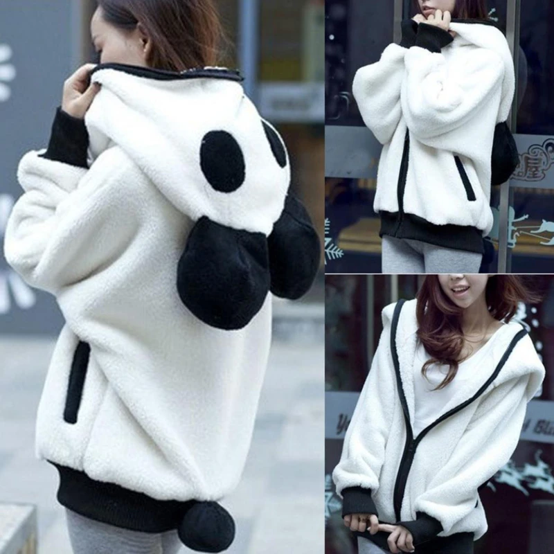 Women Fall Warm Panda Ear Hoodie Coat Fuzzy Plush Long Sleeve Oversize Hooded Zipper Jacket Kawaii Girls Sweatshirt Streetwear
Women Fall Warm Panda Ear Hoodie Coat Fuzzy Plush Long Sleeve Oversize Hooded Zipper Jacket Kawaii Girls Sweatshirt Streetwear
