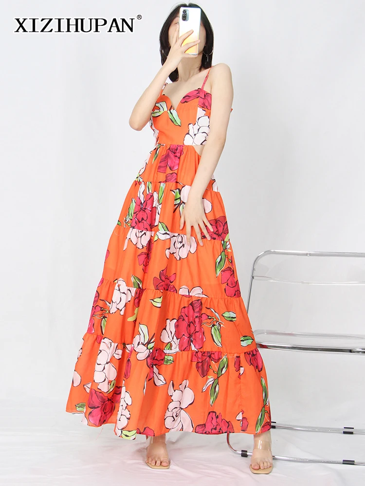 XIZIHUPAN Sexy Print Colorblock Sling Dress For Women V Neck Sleeveless High Waist Cut Out Long Dresses Female Clothing Fashion
XIZIHUPAN Sexy Print Colorblock Sling Dress For Women V Neck Sleeveless High Waist Cut Out Long Dresses Female Clothing Fashion