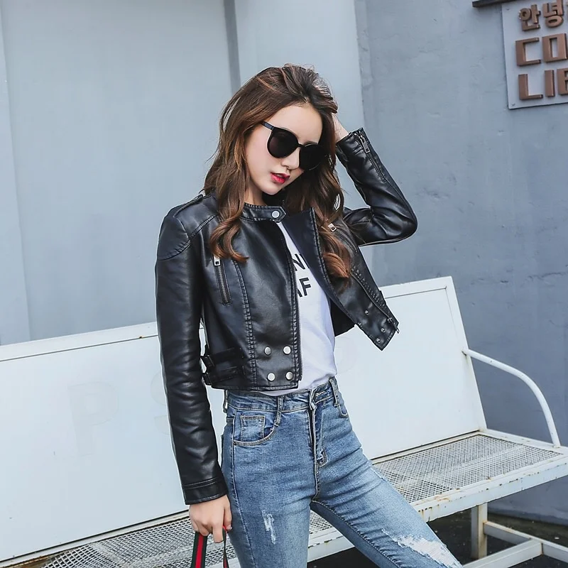 2023 New Spring Autumn Women Streetwear Faux Leather Jackets Female Short Design Slim Pu Leather Coat Long Sleeve Solid Outwear
2023 New Spring Autumn Women Streetwear Faux Leather Jackets Female Short Design Slim Pu Leather Coat Long Sleeve Solid Outwear