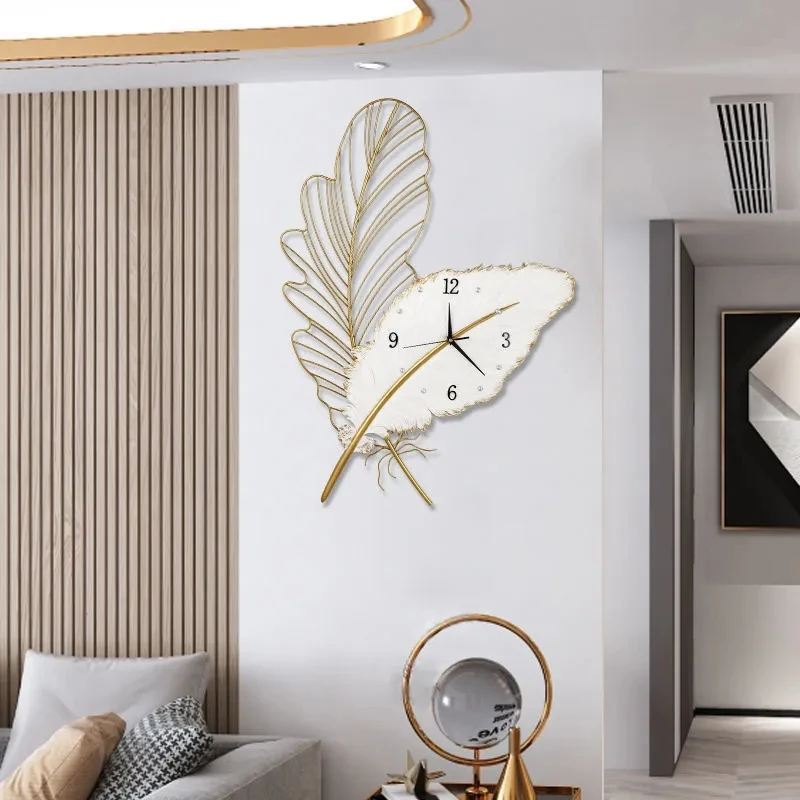 Feather Decoration Wall Clock Living Room Simple Wrought Iron Wall Clock Home Mute Wall Clock
Feather Decoration Wall Clock Living Room Simple Wrought Iron Wall Clock Home Mute Wall Clock