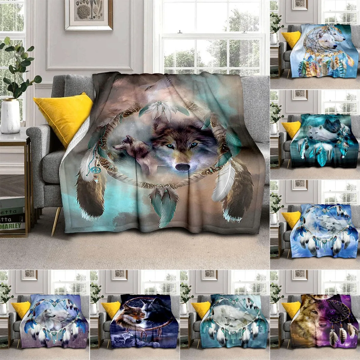 

Wolf Blanket Animal blankets Flannel Blanket Soft Fleece Throw Blankets for Bedroom Couch Sofa Gift Tv Blanket Bedding Blanket