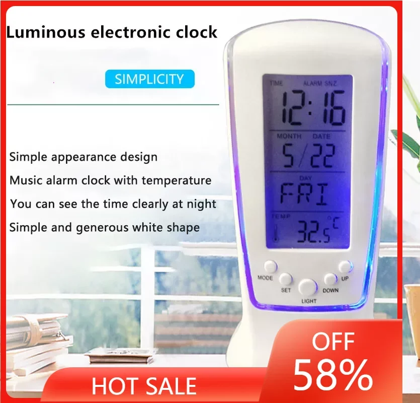 Digital Calendar Temperature LED Digital Alarm Clock with Blue Back light Electronic Calendar Thermometer Led Clock With Time
Digital Calendar Temperature LED Digital Alarm Clock with Blue Back light Electronic Calendar Thermometer Led Clock With Time