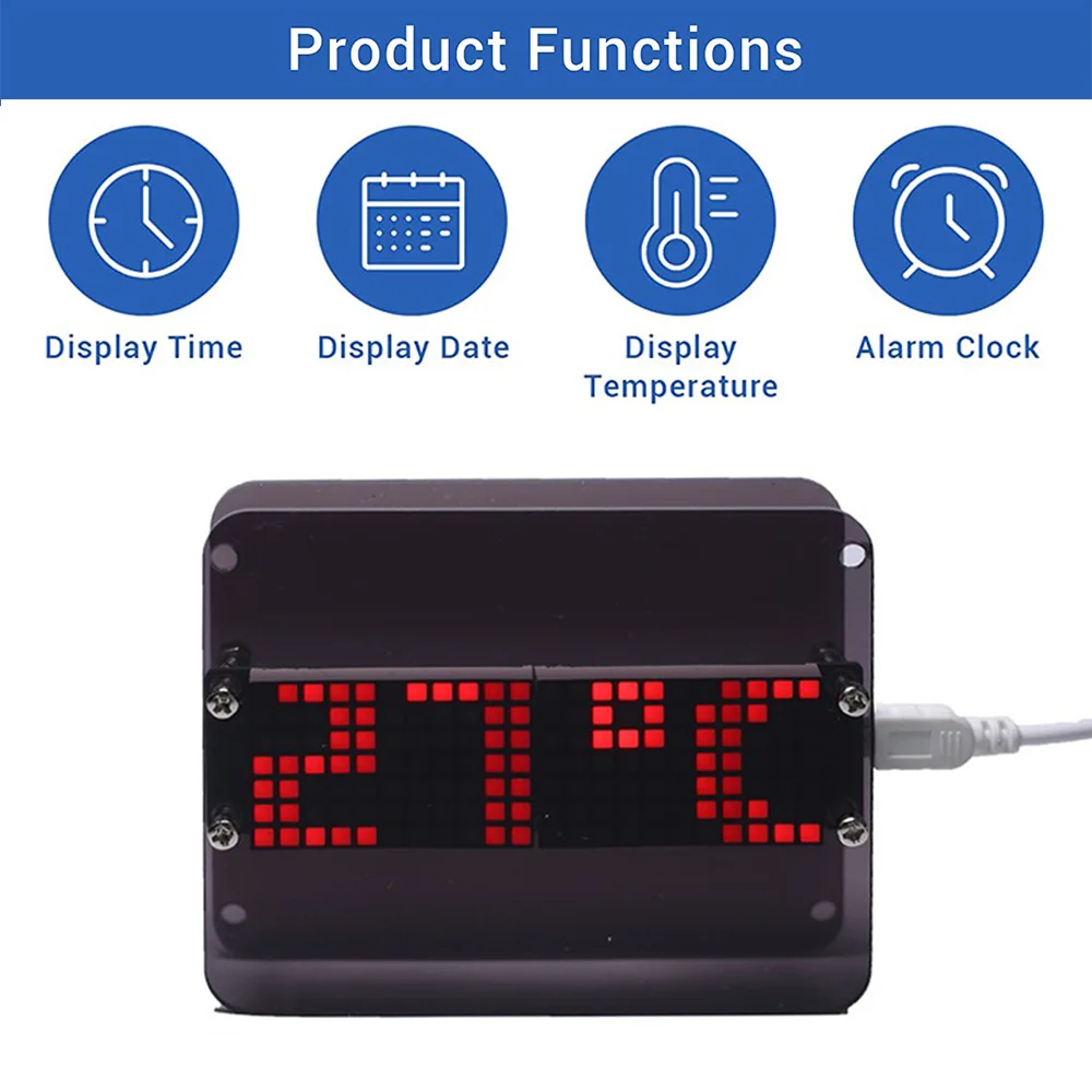 DS3231 DIY Clock Kit Multifunction Alarm Clock Time/Date/Temperature/Week LCD Display LED Dot Matrix Animation Effects Gifts
DS3231 DIY Clock Kit Multifunction Alarm Clock Time/Date/Temperature/Week LCD Display LED Dot Matrix Animation Effects Gifts