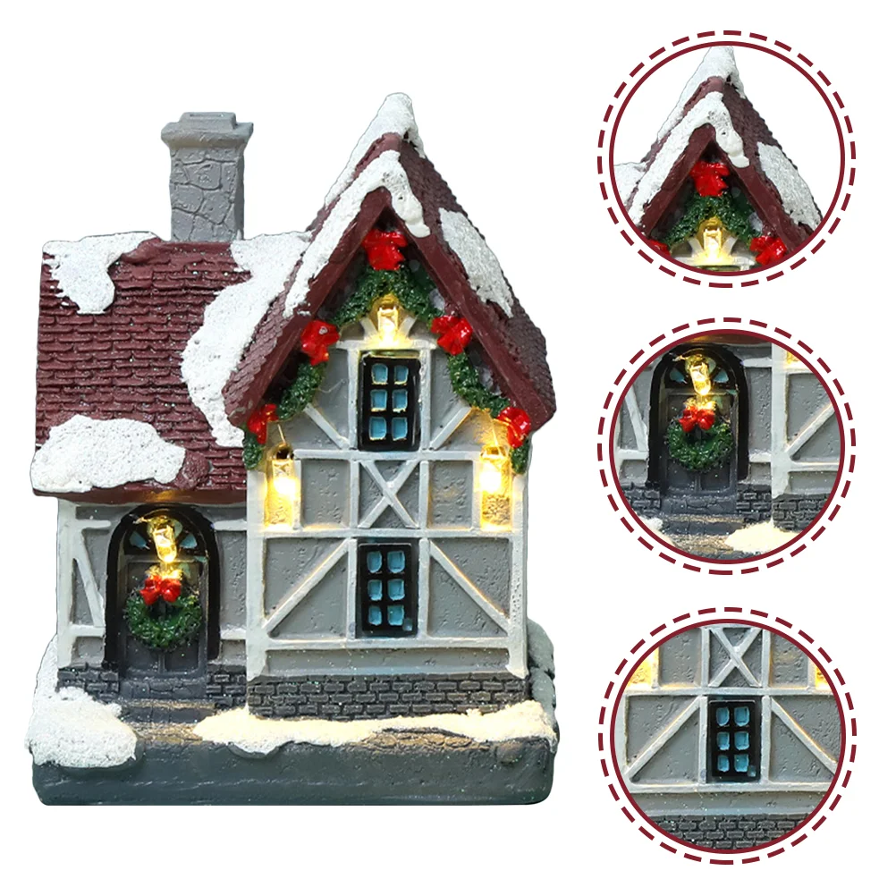 

Рождественский дом, деревенский декор, искусственная смола, дерево, подарок, рукоделие, Санта, здание, снеговик, снежный город, зимнее светящееся украшение, настольное украшение