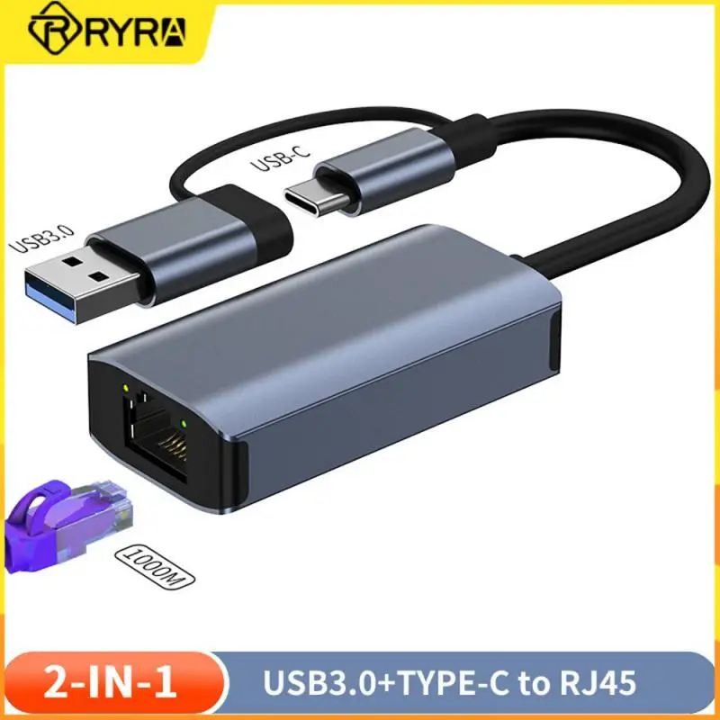 

RYRA 2 в 1 взаимный обмен данными между компьютером и периферийными устройствами 3,0 кабель с разъемами типа C и RJ45 концентратор 1000M Ethernet-адаптер Высокая скорость подключения к сети для Macbook для ПК USB-C концентратор
