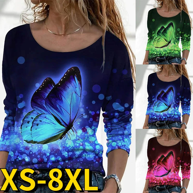 2022 Autumn Winter Women's Casual Weekend Butterfly Painting Long Sleeve Print Round Neck Basic 3D Print Tops Loose Tee Shirt
2022 Autumn Winter Women's Casual Weekend Butterfly Painting Long Sleeve Print Round Neck Basic 3D Print Tops Loose Tee Shirt