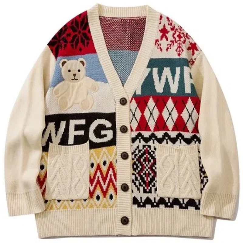 Japanese Style Bear Embroidery Cardian Sweater For Men Winter Cartoon ip op Loose Women Knitwear Coats Vintae Cardians
Japanese Style Bear Embroidery Cardian Sweater For Men Winter Cartoon ip op Loose Women Knitwear Coats Vintae Cardians