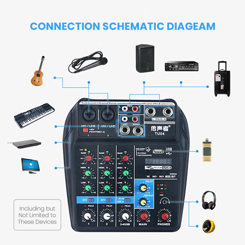 Professional 4 Channels Mixing Console Bluetooth Sound Card DJ Audio Interface USB Sound Mixer Microphone 48V Phantom Power
Professional 4 Channels Mixing Console Bluetooth Sound Card DJ Audio Interface USB Sound Mixer Microphone 48V Phantom Power