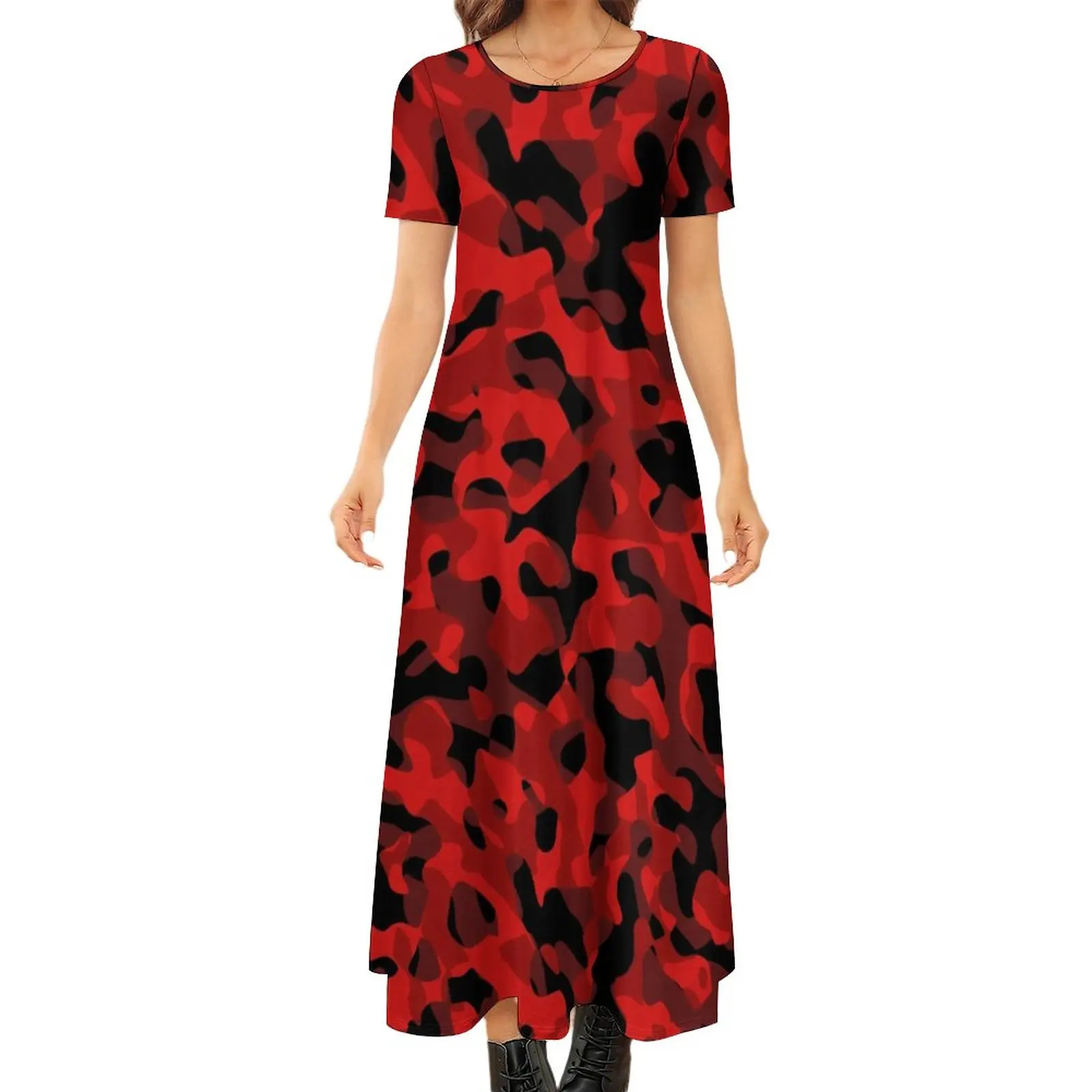 Red And Black Camouflage Dress Colorful Camo Beach Maxi Dress Women Short Sleeve Streetwear Boho Beach Long Dresses Big Size 6XL
Red And Black Camouflage Dress Colorful Camo Beach Maxi Dress Women Short Sleeve Streetwear Boho Beach Long Dresses Big Size 6XL