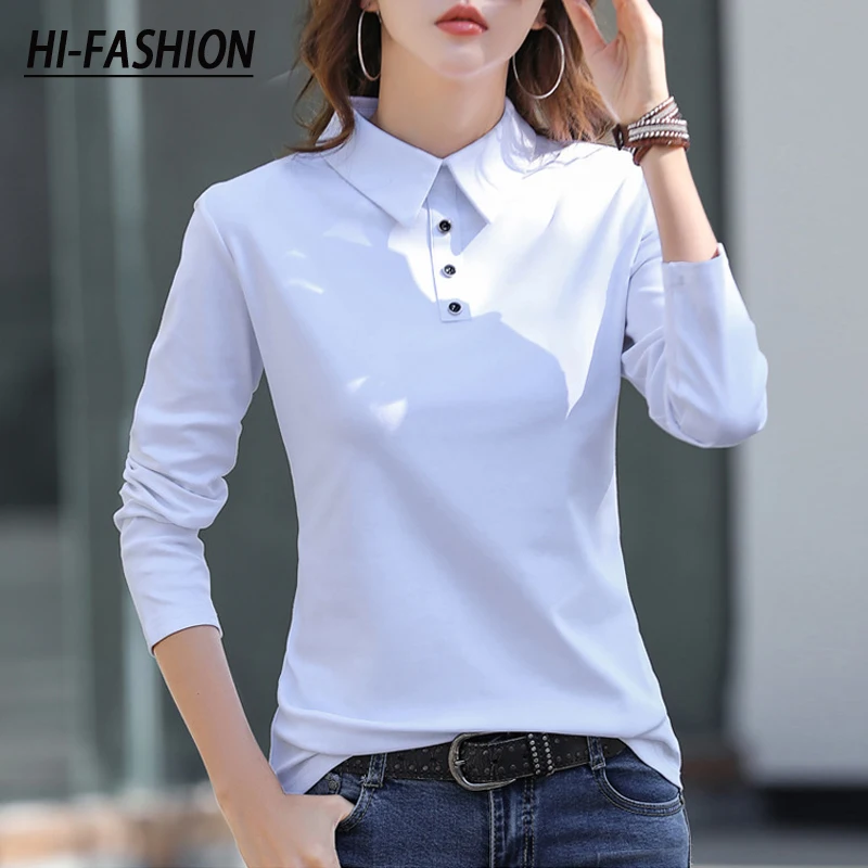HI-FASHION Long Sleeve T-Shirt Autumn Women Cotton Korean Style Slim Lapel Blouse Spring Casual Full Sleeve Plus Size Tee Shirt
HI-FASHION Long Sleeve T-Shirt Autumn Women Cotton Korean Style Slim Lapel Blouse Spring Casual Full Sleeve Plus Size Tee Shirt