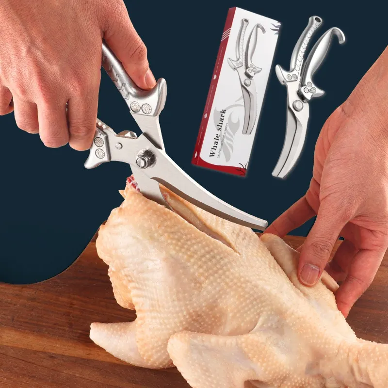 Multifunctional All-steel Kitchen Scissors Automatic Rebound and Labor-saving Skeleton Cutting Curved Anti-Slip Serrated Scraper
Multifunctional All-steel Kitchen Scissors Automatic Rebound and Labor-saving Skeleton Cutting Curved Anti-Slip Serrated Scraper
