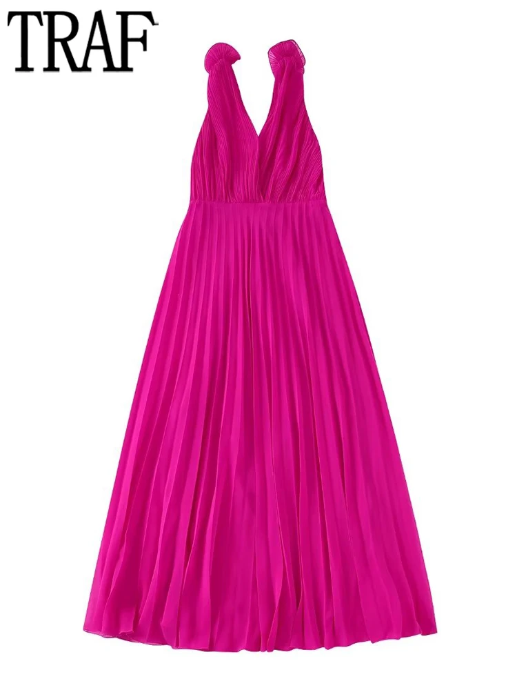 TRAF Fuchsia Ruched Long Dress Woman Sexy Backless Midi Dress Women Pleated Night Party Dresses for Women Summer Camisole Dress
TRAF Fuchsia Ruched Long Dress Woman Sexy Backless Midi Dress Women Pleated Night Party Dresses for Women Summer Camisole Dress
