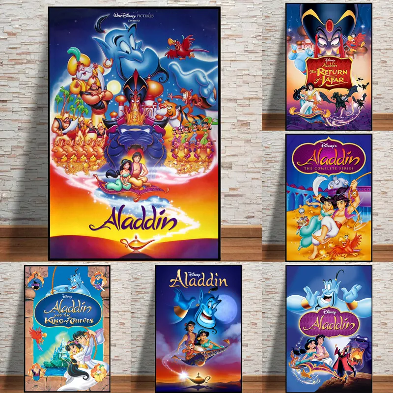 

Walt Disney Movie Aladdin Posters and Prints for Living Room Cartoon Princess Jasmine Canvas Painting Wall Art Home Decor