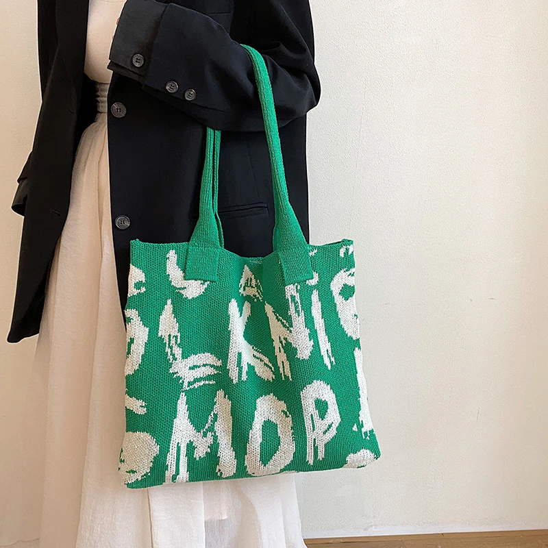 New Simple Knitted Shoulder Shopping Bag for Women Vintage Fashion Cotton Cloth Girls Tote Shopper Bag Large Female Handbag
New Simple Knitted Shoulder Shopping Bag for Women Vintage Fashion Cotton Cloth Girls Tote Shopper Bag Large Female Handbag