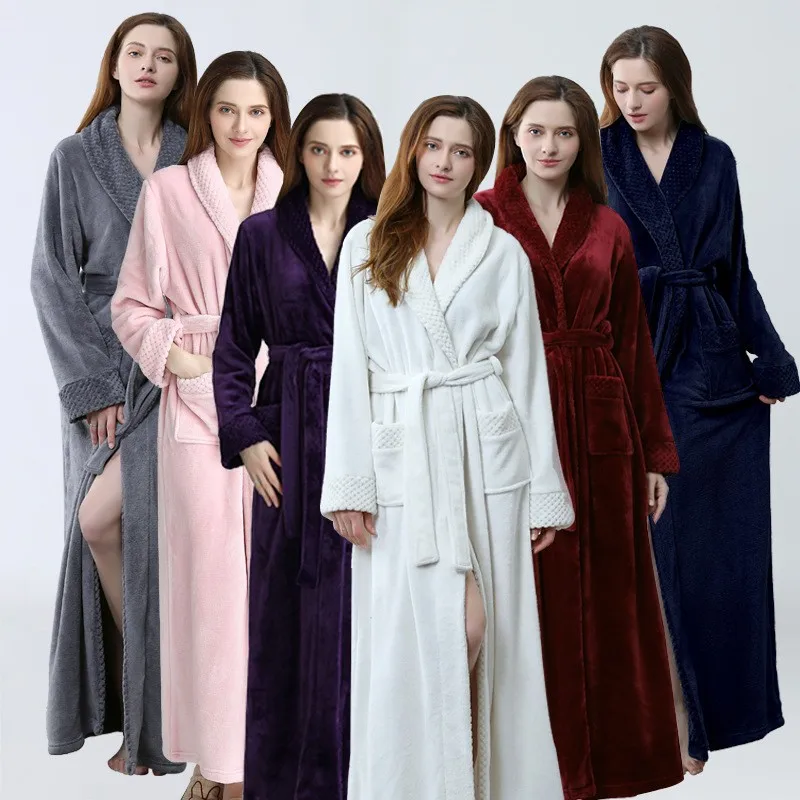 Women Men Winter Flannel Robe Plus Size Bathrobe Extra Long Lovers Thick Kimono Bath Robe Female Warm Velvet Dressing Gown Robes
Women Men Winter Flannel Robe Plus Size Bathrobe Extra Long Lovers Thick Kimono Bath Robe Female Warm Velvet Dressing Gown Robes