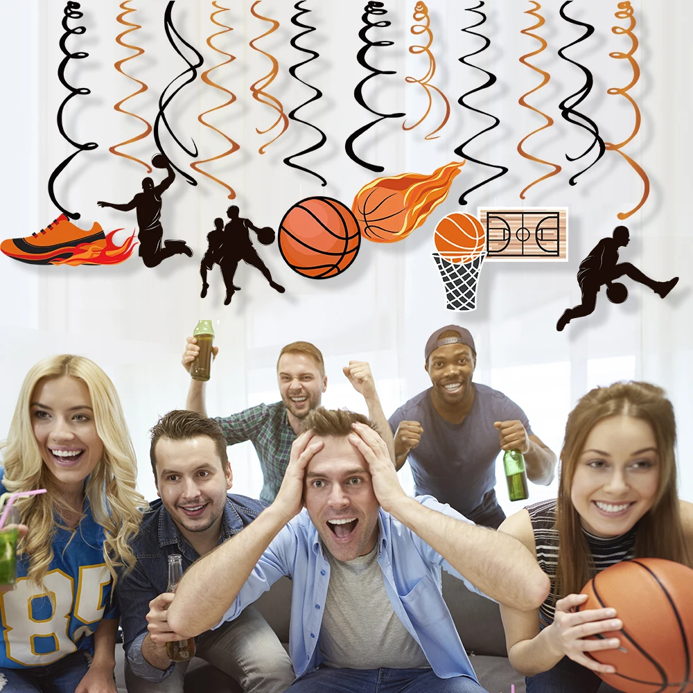 

30pcs/set Boys Sports Basketball Ball HAPPY BIRTHDAY Party DIY Wall Hanging Banner Swirls Backdrops Baby Shower Party Decors