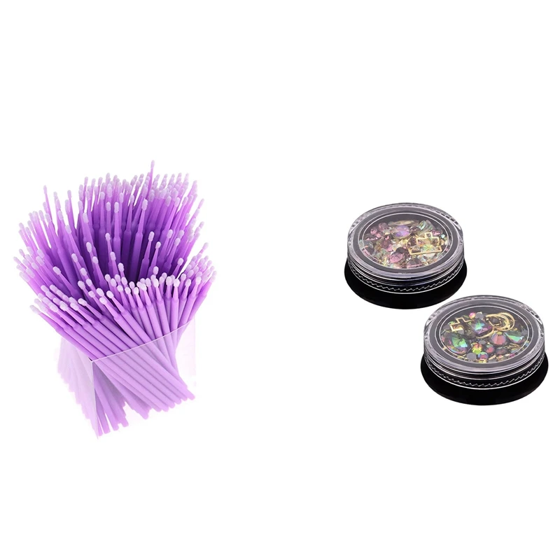 2 Box 3D Nail Jewelry Tip Diamond Flat Jewel Stone Nail Rhinestone & 200Pcs Applicators Eyelash Swab Micro- Brush 
2 Box 3D Nail Jewelry Tip Diamond Flat Jewel Stone Nail Rhinestone & 200Pcs Applicators Eyelash Swab Micro- Brush