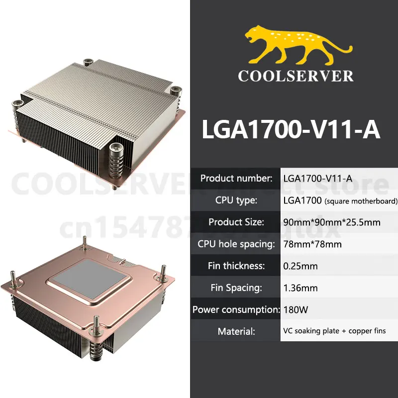 Coolserver V11 CPU Cooler Radiator 25.5mm height Computer Case Cooling Fan For LGA Intel 1700 square motherboard HTPC/ITX MINI
Coolserver V11 CPU Cooler Radiator 25.5mm height Computer Case Cooling Fan For LGA Intel 1700 square motherboard HTPC/ITX MINI