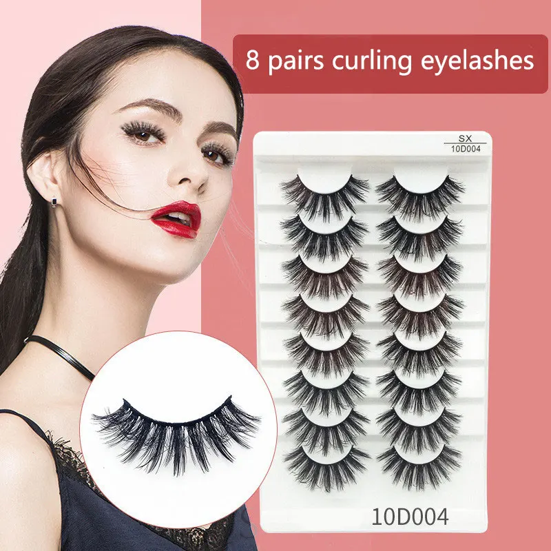 

Unique False Eyelashes Thick and Long Three Dimensional Beauty Curling Makeup Tools Mink Lashes 8 Pairs of Eyelashes Extension