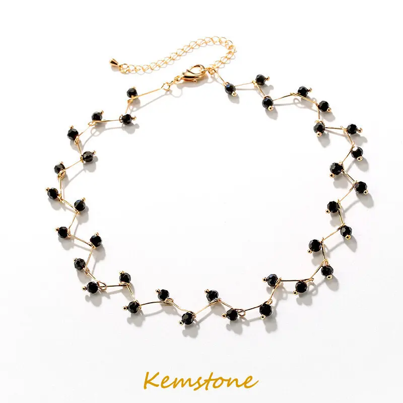

Женское Ожерелье-чокер с черным кристаллом Kemstone, элегантные ювелирные изделия, подарок для женщин