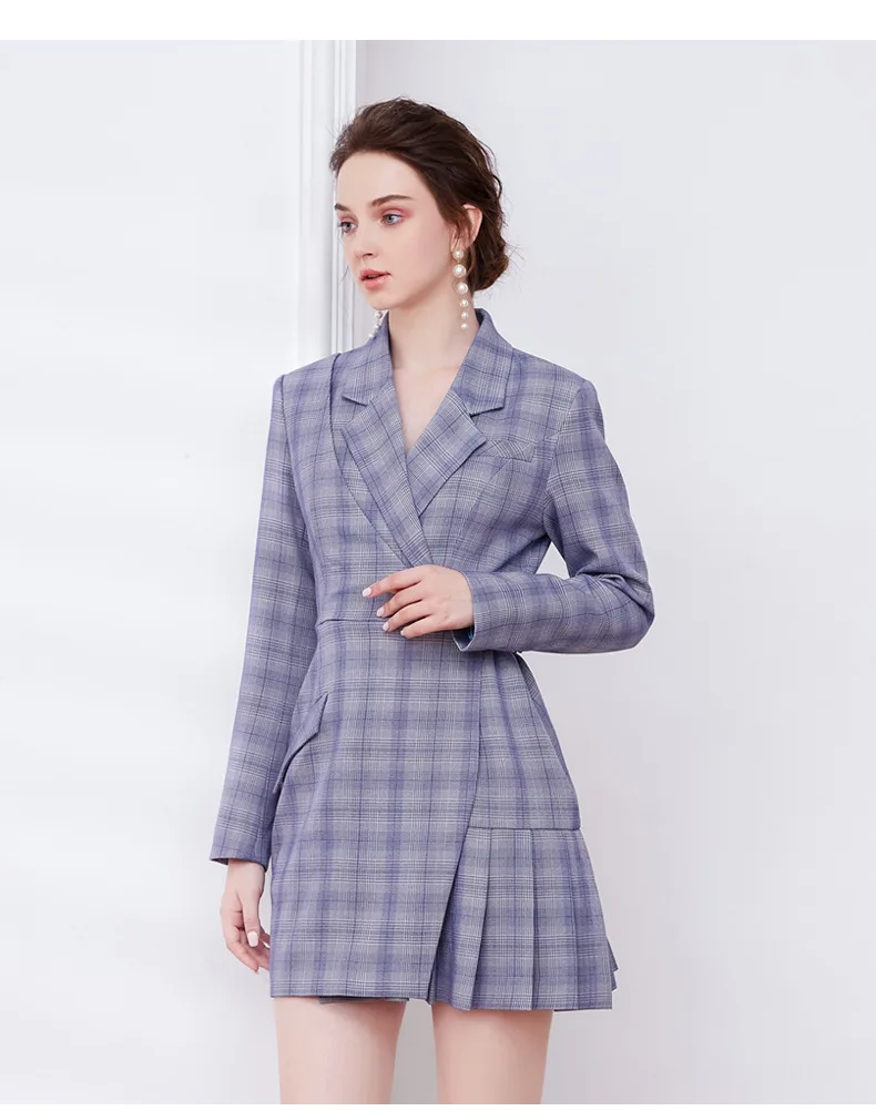 2023 New British style classic elegance blue asymmetrical plaid suit skirt Casual suit slimming dress Formal suit jacket sweet
2023 New British style classic elegance blue asymmetrical plaid suit skirt Casual suit slimming dress Formal suit jacket sweet