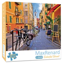 MaxRenard 1000 Pieces Jigsaw Puzzle for Adults Colorful Street Building Scenery Environmentally Friendly Paper Christmas Gift