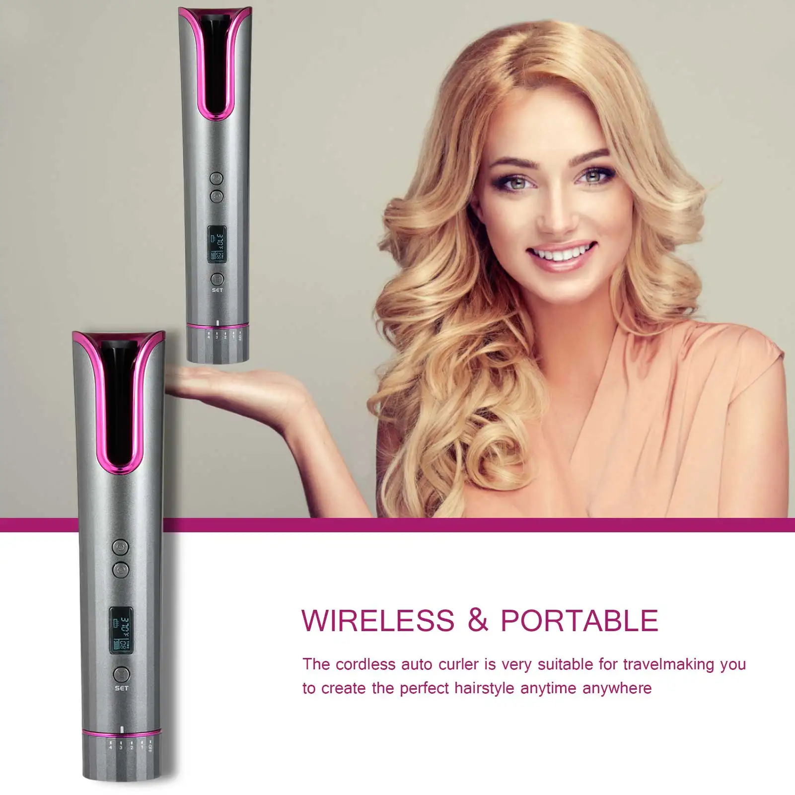Cordless Auto Hair Curler Automatic Curling Iron USB Rechargeable Portable Hair Curling Wands For Hair Styling LCD Display
Cordless Auto Hair Curler Automatic Curling Iron USB Rechargeable Portable Hair Curling Wands For Hair Styling LCD Display
