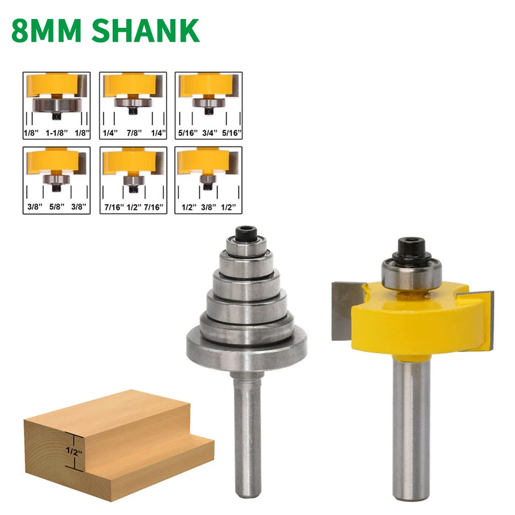 1Set 8MM Shank Milling Cutter Wood Carving Rabbet Router Bit with 6 Bearings Set -1/2"H Woodworking cutter Tenon Cutter for Wood
1Set 8MM Shank Milling Cutter Wood Carving Rabbet Router Bit with 6 Bearings Set -1/2"H Woodworking cutter Tenon Cutter for Wood