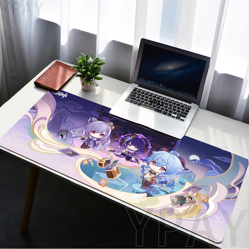 Игровые коврики для мыши Genshin Impact, большой коврик для мыши, большие настольные коврики, Нескользящий Резиновый коврик для мыши, коврики для клавиатуры из аниме