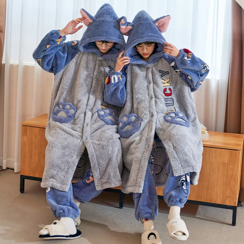 QUHENG Women Man Winter Flannel Pajamas Set Long Sleeve Cartoon Pijamas Home Clothes Suits Autumn Warm Nightgown Sleepwear Suit
QUHENG Women Man Winter Flannel Pajamas Set Long Sleeve Cartoon Pijamas Home Clothes Suits Autumn Warm Nightgown Sleepwear Suit