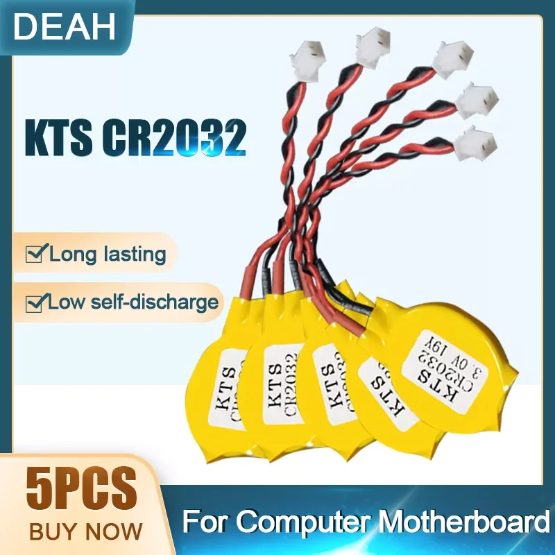5Pcs/lot NEW 3V Lithium battery KTS CR2032 CR2032W For BIOS COM Computer Motherboard Laptop Meter With Cable Plug Made in Japan
5Pcs/lot NEW 3V Lithium battery KTS CR2032 CR2032W For BIOS COM Computer Motherboard Laptop Meter With Cable Plug Made in Japan