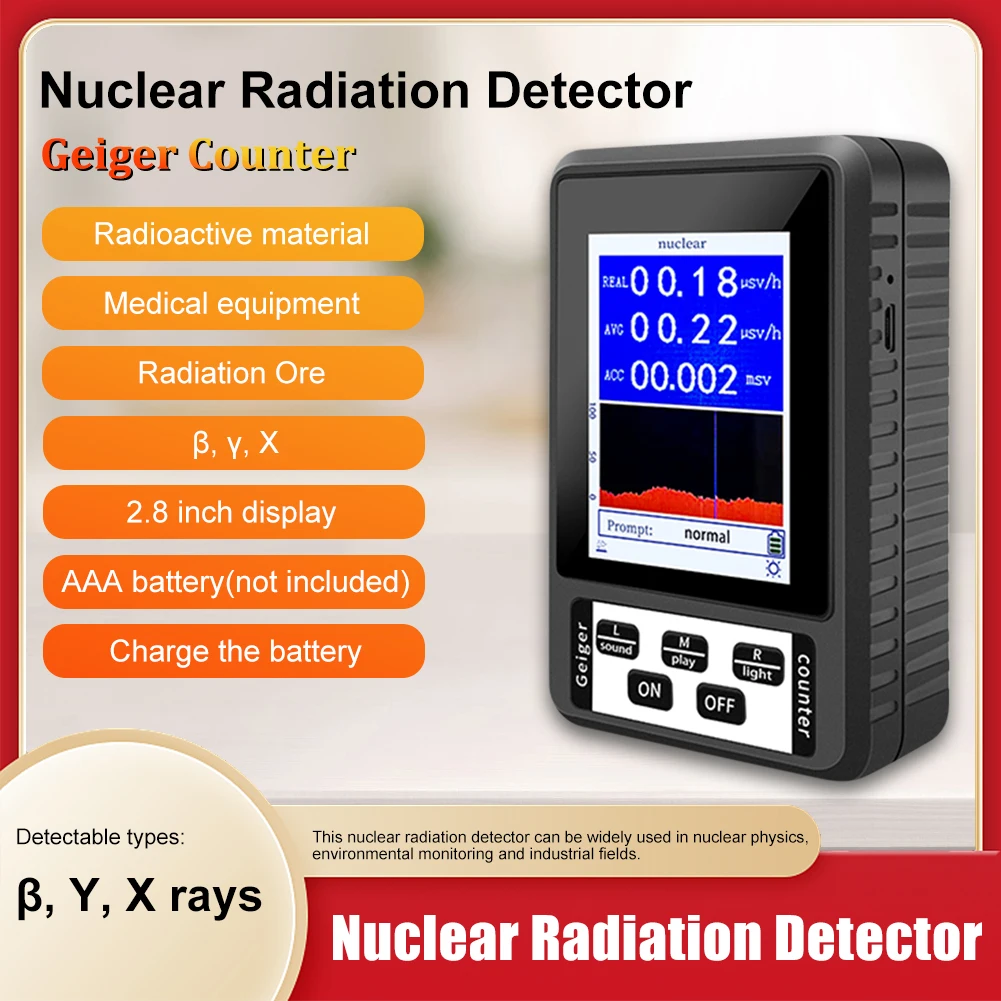 Mini Nuclear Radiation Detector Personal Counter Dosimeter Beta Gamma X-rays Detecting Tool With Color Display Screen
Mini Nuclear Radiation Detector Personal Counter Dosimeter Beta Gamma X-rays Detecting Tool With Color Display Screen