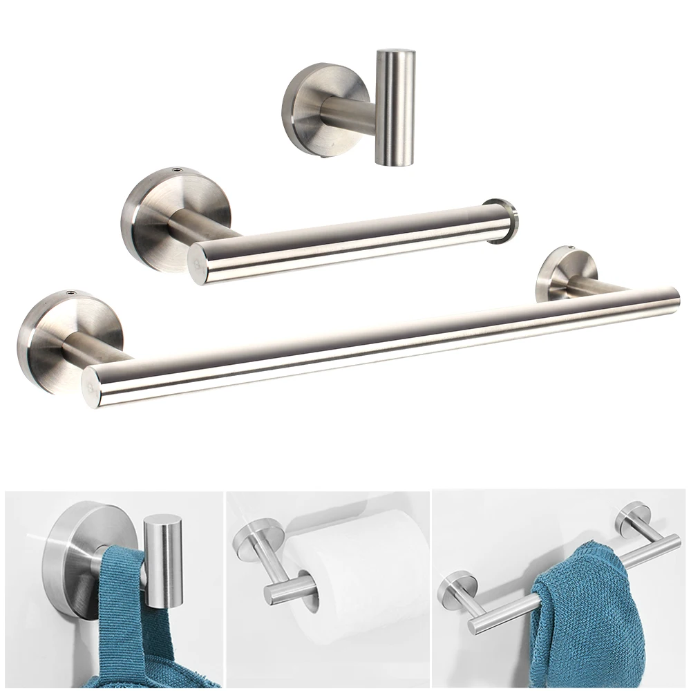Tower Hanger Stainless Steel Bath Hardware Sets Wall Hook Towel Ring Paper Towel Holder Bathroom Accessories 3Pcs
Tower Hanger Stainless Steel Bath Hardware Sets Wall Hook Towel Ring Paper Towel Holder Bathroom Accessories 3Pcs