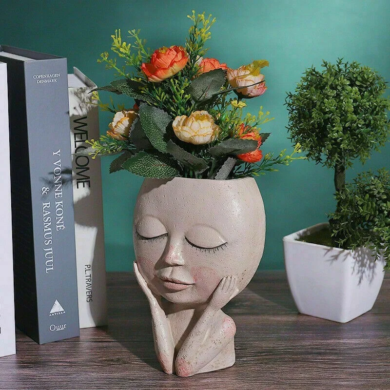 Art Statue Sculpture Potted Vase Flower Pot Decoration Ornament Hand-painted Cheek Resin Creative
Art Statue Sculpture Potted Vase Flower Pot Decoration Ornament Hand-painted Cheek Resin Creative
