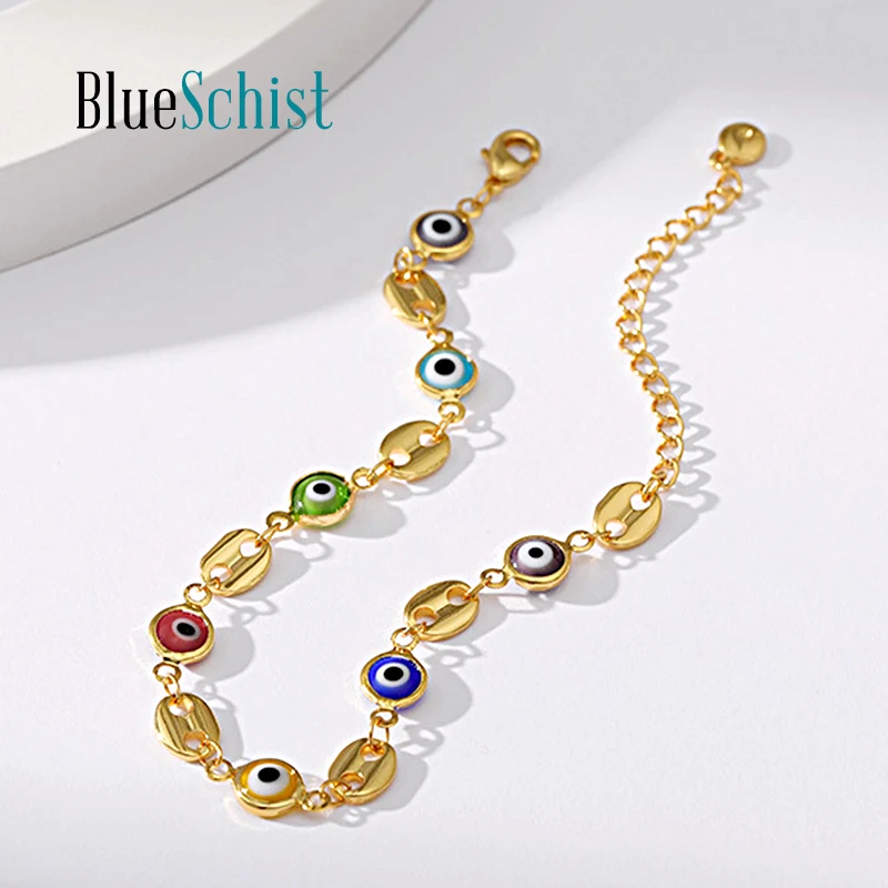 Gold Plating Eyes Style Statement Beacelet Enameled Chain Bangles Colorful Summer Autumn Jewelry for Women Girls Gifts
Gold Plating Eyes Style Statement Beacelet Enameled Chain Bangles Colorful Summer Autumn Jewelry for Women Girls Gifts
