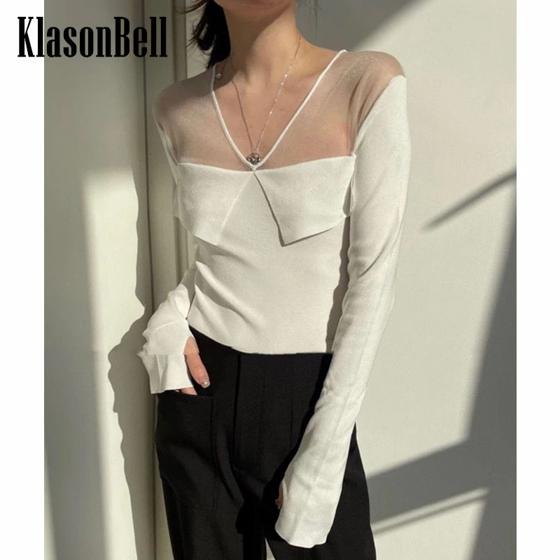 5.7 KlasonBell See-Through Mesh Patchwork Knitted Long Sleeve Slim Sexy Thin T-Shirt Women
5.7 KlasonBell See-Through Mesh Patchwork Knitted Long Sleeve Slim Sexy Thin T-Shirt Women