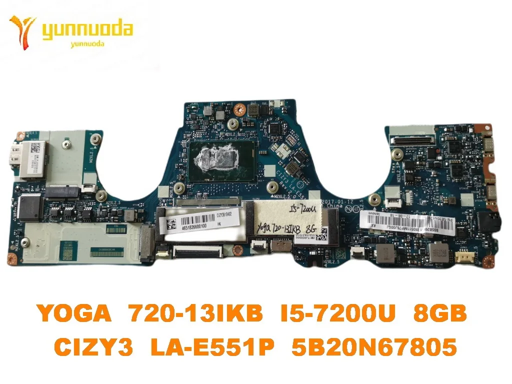 Original for Lenovo Ideapad Yoga 720-13IKB laptop motherboard I5-7200U 8GB CIZY3 LA-E551P 5B20N67805 tested good free shipp
Original for Lenovo Ideapad Yoga 720-13IKB laptop motherboard I5-7200U 8GB CIZY3 LA-E551P 5B20N67805 tested good free shipp