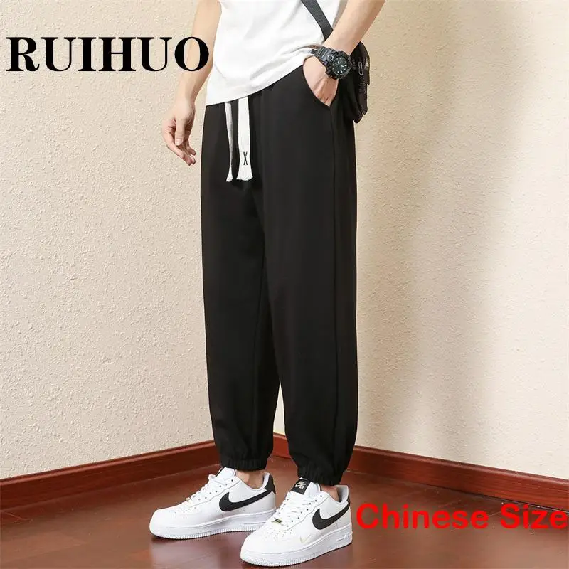 

RUIHUO Solid Ankle-Length Men's Work Pants for Men Trousers Korean Clothing Sweatpant Jogger Man Male Clothes 3XL 2023 Spring