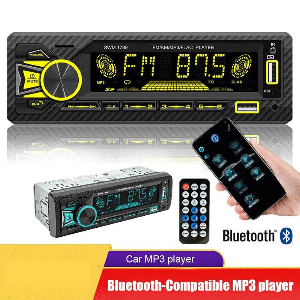 

Автомагнитола 1Din, стерео, Bluetooth, AM, FM, аудио, mp3-плеер, USB, AUX, In-Dash, Автомобильный мультимедийный проигрыватель, 12 В