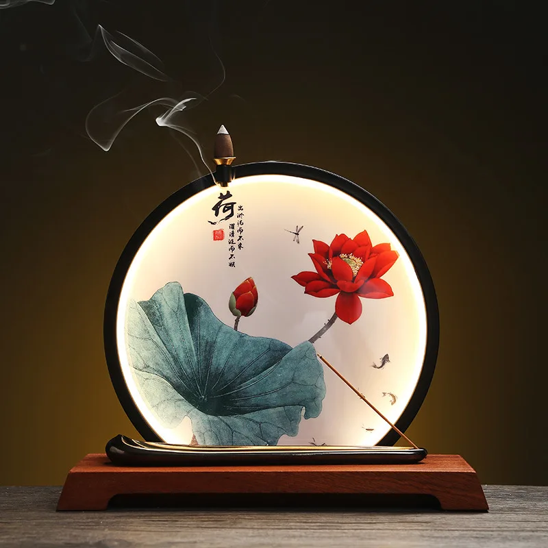Ceramic Backflow Incense Burner Waterfall Chinese Incense Stick Holder With LED Light for Home Office Decor
Ceramic Backflow Incense Burner Waterfall Chinese Incense Stick Holder With LED Light for Home Office Decor
