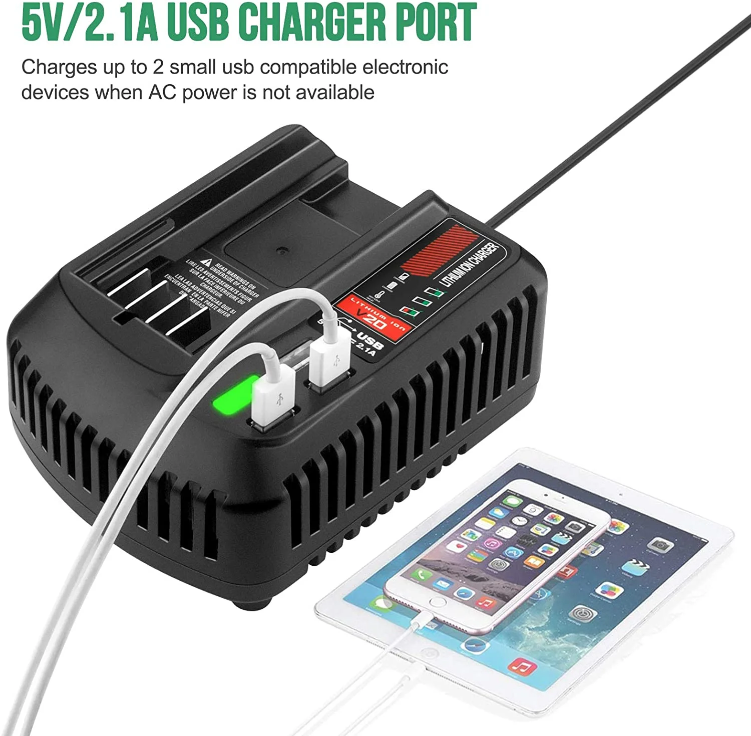 20V 2A Li-ion Battery Charger For Craftsman CMCB02 Rechargeable Power Tool Lithium Battery Charger With Dual USB
20V 2A Li-ion Battery Charger For Craftsman CMCB02 Rechargeable Power Tool Lithium Battery Charger With Dual USB