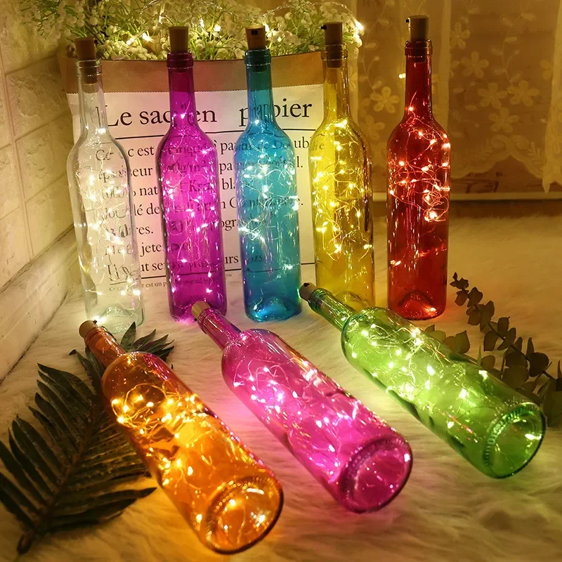 

New Year 2022 1m 2m LED Wine Bottle Lights Copper Wire Fairy Mini String Lights Christmas Decorations for Home Kerst Natal Decor