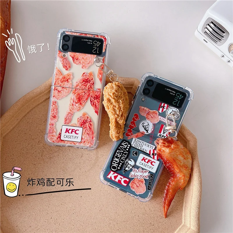 Funny Food Drumstick Phone Case For Samsung Z Flip 3 5G Transparent Shockproof Cover Protective Case with Pendant Ornament
Funny Food Drumstick Phone Case For Samsung Z Flip 3 5G Transparent Shockproof Cover Protective Case with Pendant Ornament
