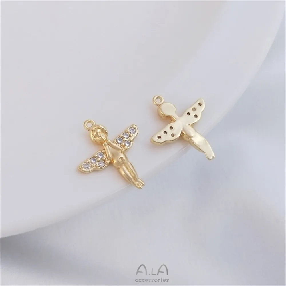 14K gold bag color protection inlaid zircon Angel Pendant handmade jewelry pendant DIY bracelet necklace pendant accessories
14K gold bag color protection inlaid zircon Angel Pendant handmade jewelry pendant DIY bracelet necklace pendant accessories