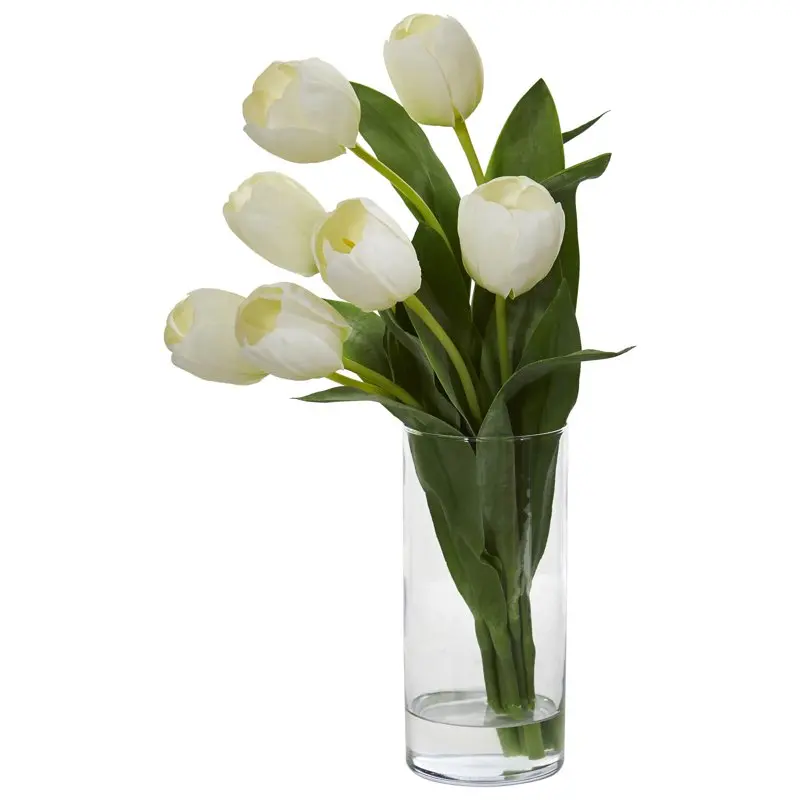 

Stylishly Artistic Pink and White Flower Arrangement in Gorgeous Cylinder Vase - Perfect Gift for Any Occasion!