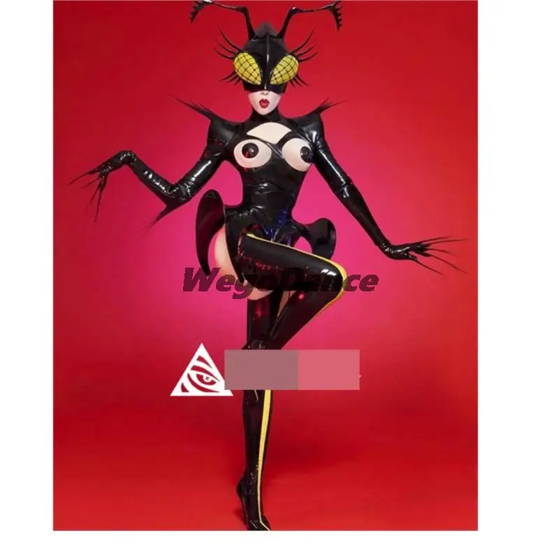 Sexy Insect Cosplay Costume Black Bee Future Clothes Party Gogo Nightclub New Patent Leather
Sexy Insect Cosplay Costume Black Bee Future Clothes Party Gogo Nightclub New Patent Leather