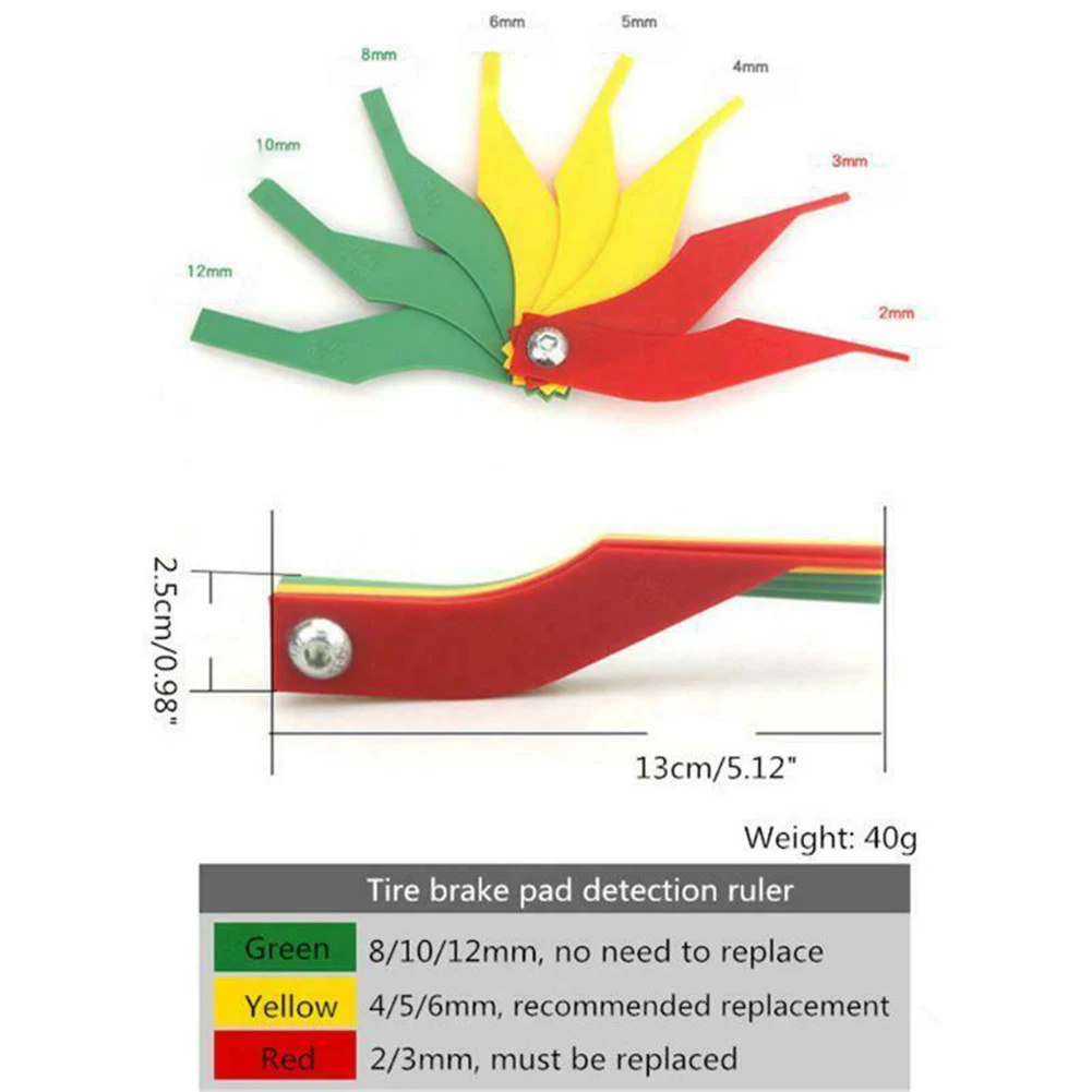 40g Thickness Gauge Dangerous Driving State Green High Quality Material Indicate Wear Red Replaced Size: 13*2.5cm
40g Thickness Gauge Dangerous Driving State Green High Quality Material Indicate Wear Red Replaced Size: 13*2.5cm