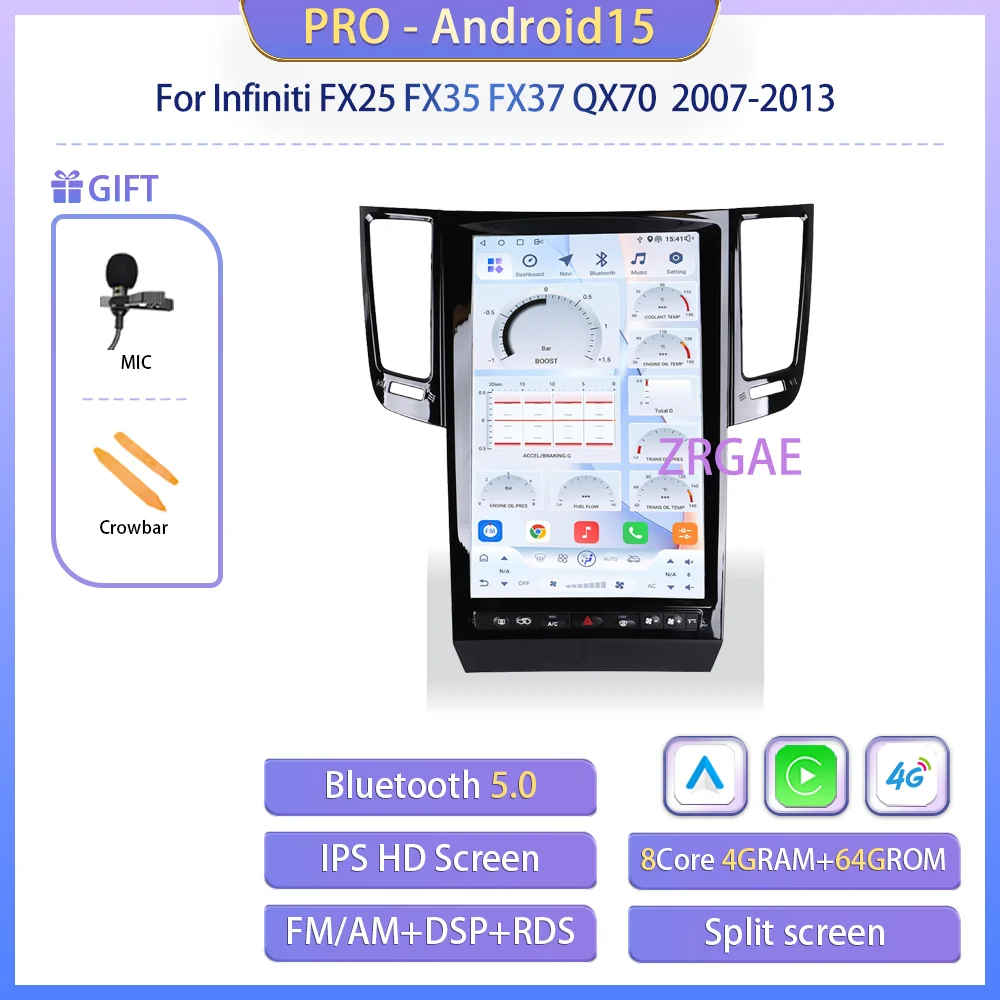 Автомагнитола с сенсорным экраном, Android Auto и CarPlay для Infiniti FX25, FX35, FX37, QX70 (2007-2013), GPS-навигация, мультимедийная система
Автомагнитола с сенсорным экраном, Android Auto и CarPlay для Infiniti FX25, FX35, FX37, QX70 (2007-2013), GPS-навигация, мультимедийная система